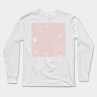 Elegant Silver Roses Floral Drawing Pink Design Long Sleeve T-Shirt